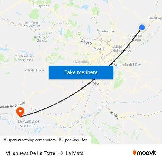 Villanueva De La Torre to La Mata map