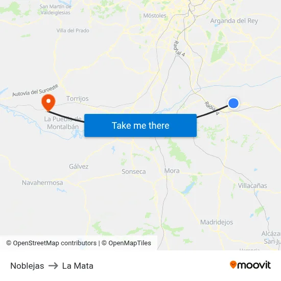 Noblejas to La Mata map