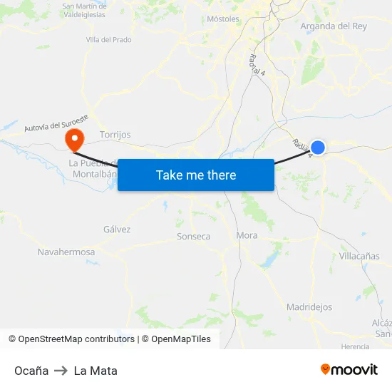 Ocaña to La Mata map