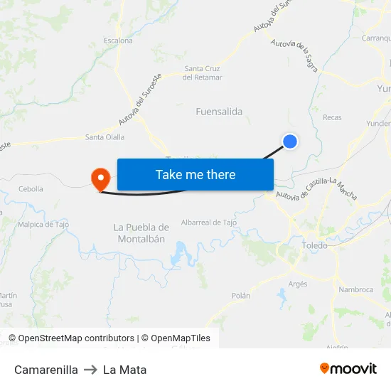 Camarenilla to La Mata map