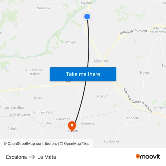 Escalona to La Mata map