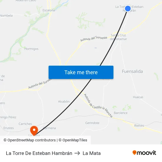 La Torre De Esteban Hambrán to La Mata map