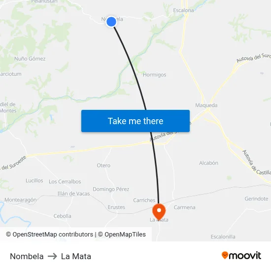 Nombela to La Mata map