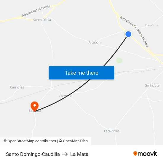 Santo Domingo-Caudilla to La Mata map