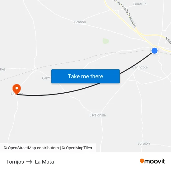 Torrijos to La Mata map