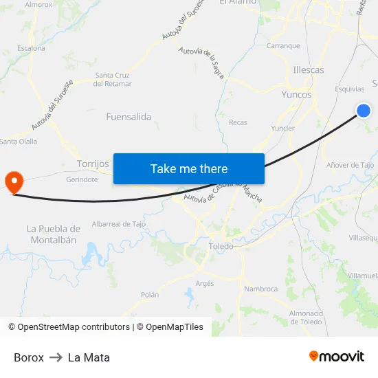 Borox to La Mata map