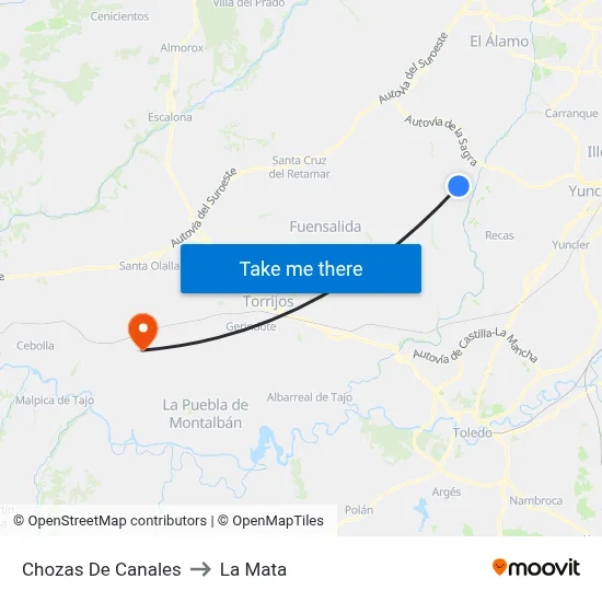 Chozas De Canales to La Mata map