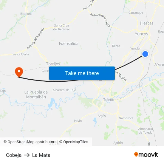 Cobeja to La Mata map