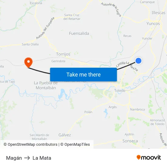 Magán to La Mata map