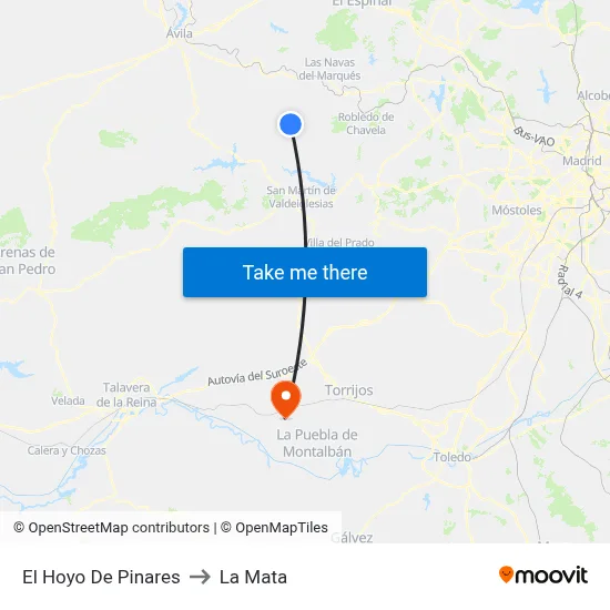 El Hoyo De Pinares to La Mata map