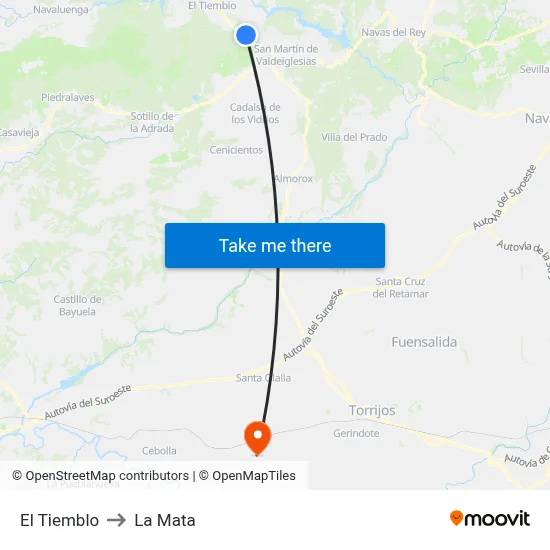 El Tiemblo to La Mata map