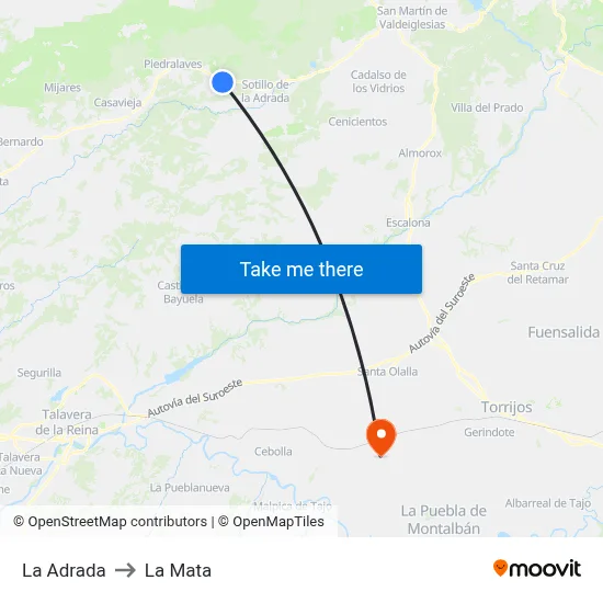 La Adrada to La Mata map