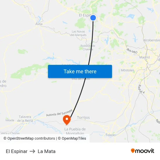 El Espinar to La Mata map