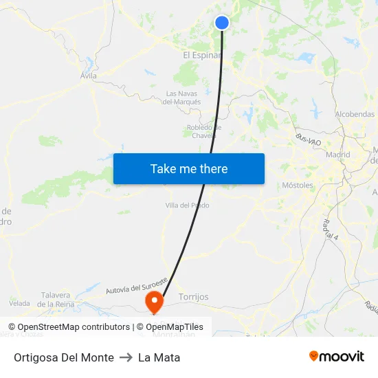 Ortigosa Del Monte to La Mata map
