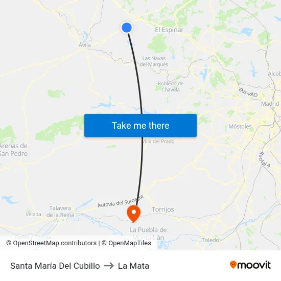 Santa María Del Cubillo to La Mata map