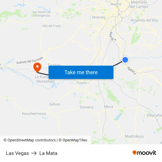 Las Vegas to La Mata map