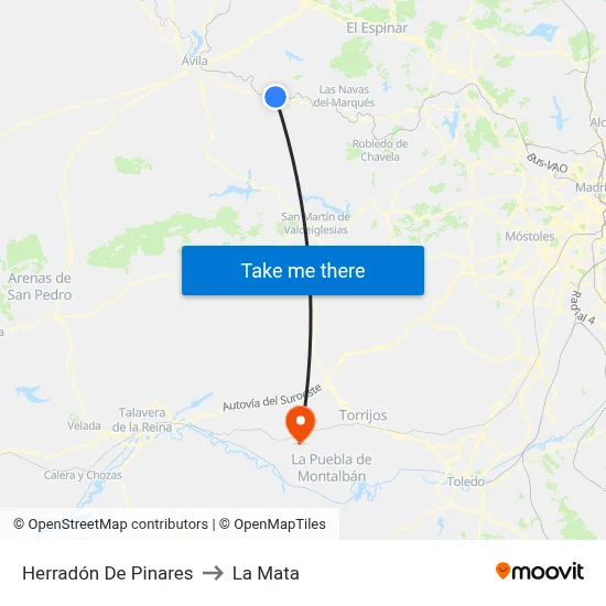 Herradón De Pinares to La Mata map