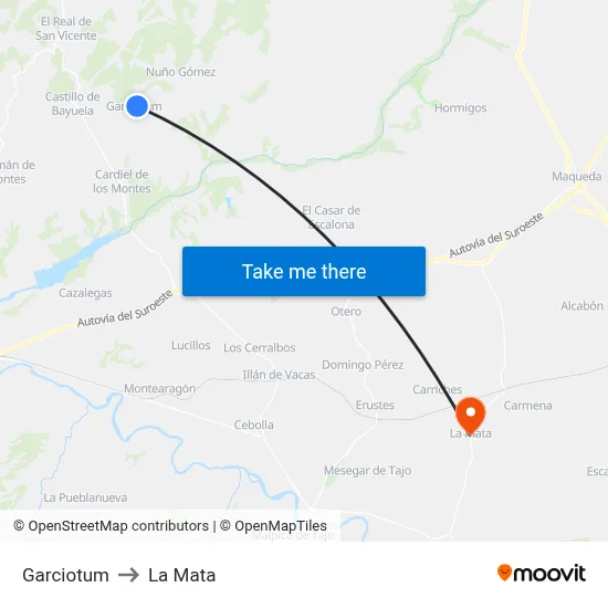Garciotum to La Mata map
