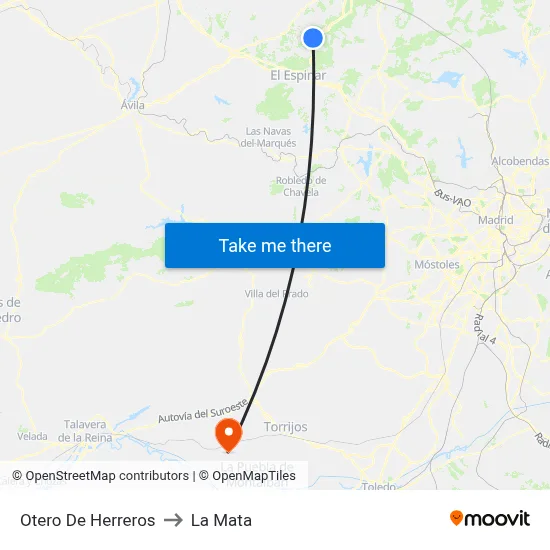 Otero De Herreros to La Mata map