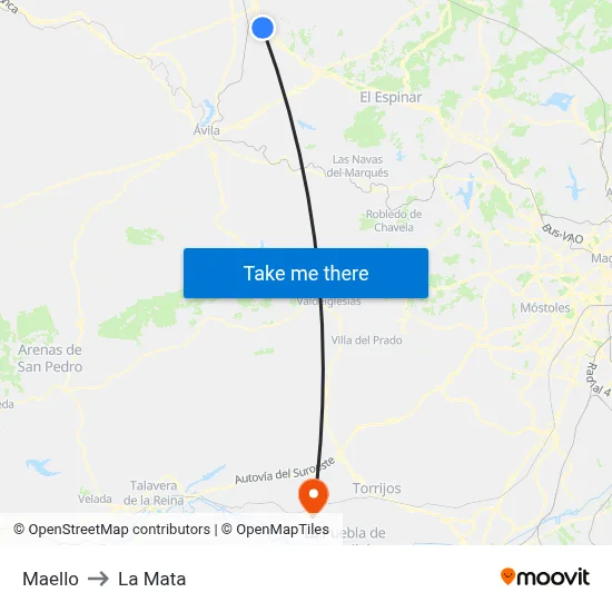 Maello to La Mata map