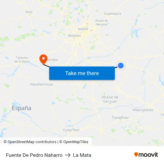 Fuente De Pedro Naharro to La Mata map