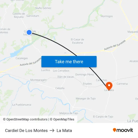 Cardiel De Los Montes to La Mata map