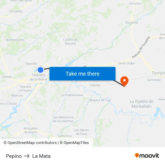 Pepino to La Mata map