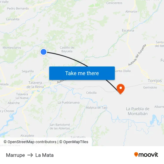 Marrupe to La Mata map