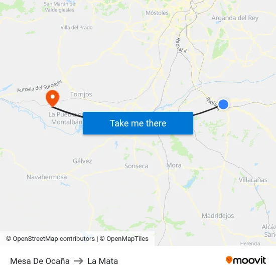 Mesa De Ocaña to La Mata map