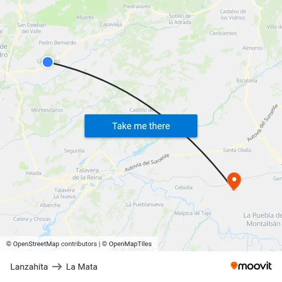Lanzahíta to La Mata map