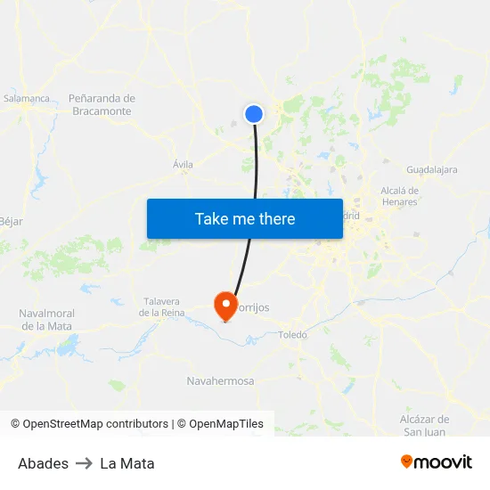 Abades to La Mata map