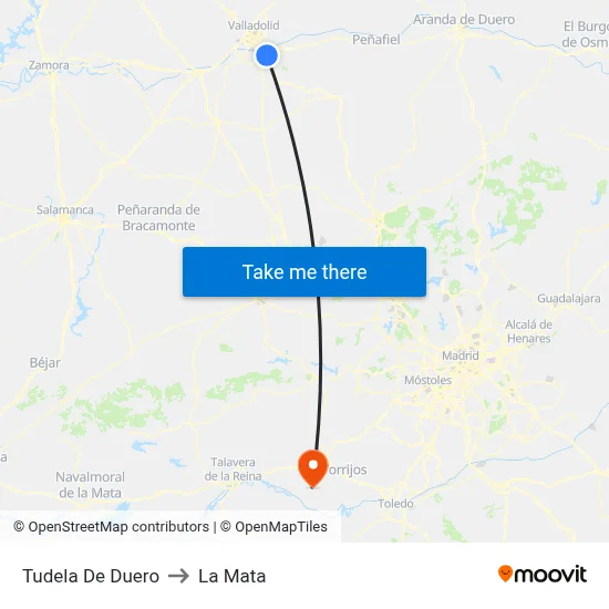 Tudela De Duero to La Mata map