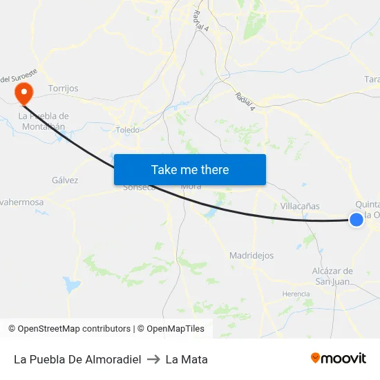 La Puebla De Almoradiel to La Mata map