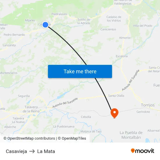 Casavieja to La Mata map