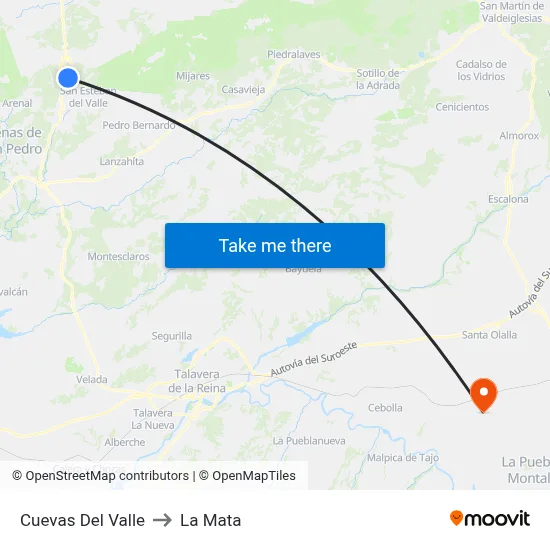 Cuevas Del Valle to La Mata map
