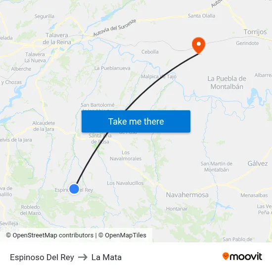 Espinoso Del Rey to La Mata map