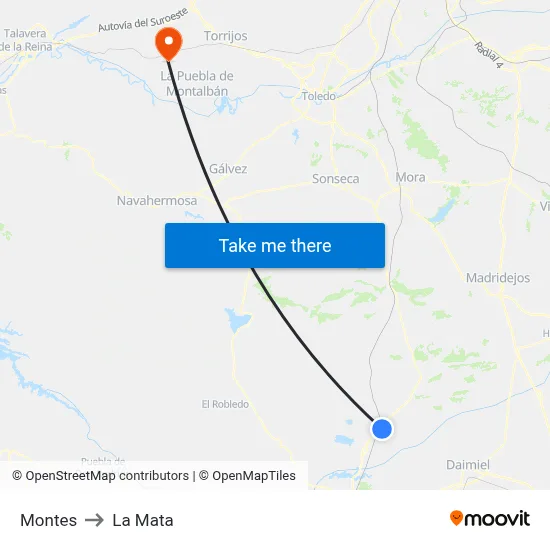 Montes to La Mata map