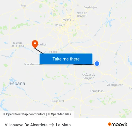 Villanueva De Alcardete to La Mata map