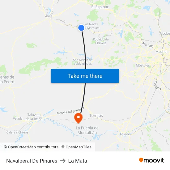 Navalperal De Pinares to La Mata map