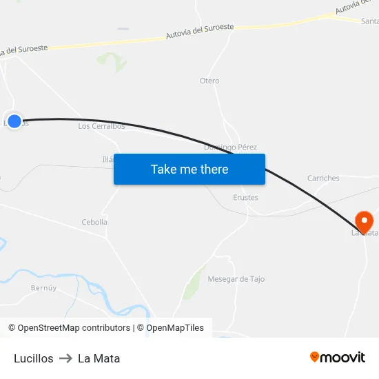 Lucillos to La Mata map