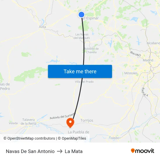 Navas De San Antonio to La Mata map