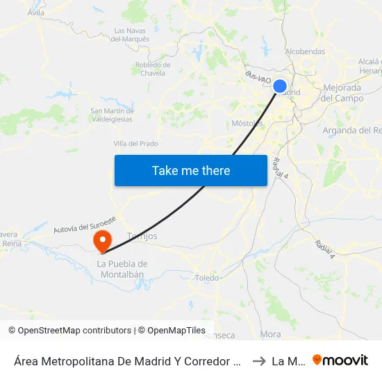 Área Metropolitana De Madrid Y Corredor Del Henares to La Mata map