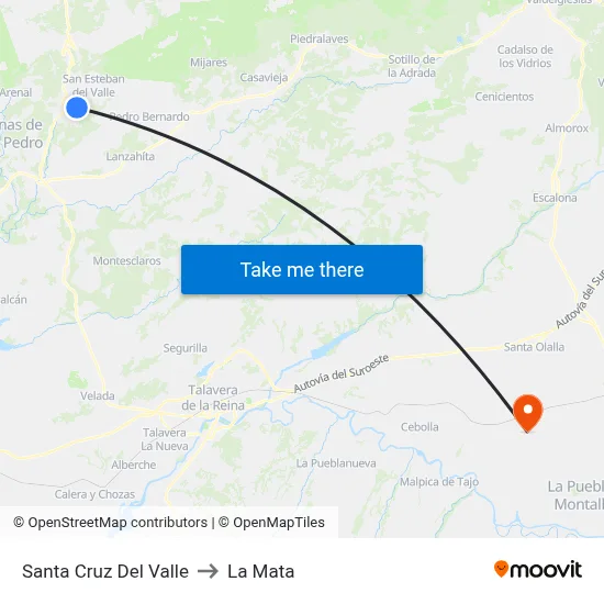 Santa Cruz Del Valle to La Mata map