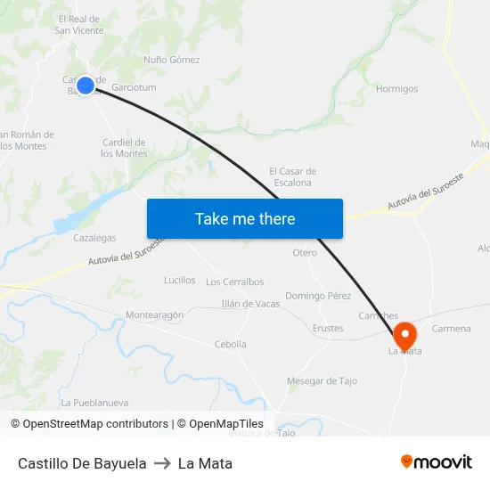 Castillo De Bayuela to La Mata map