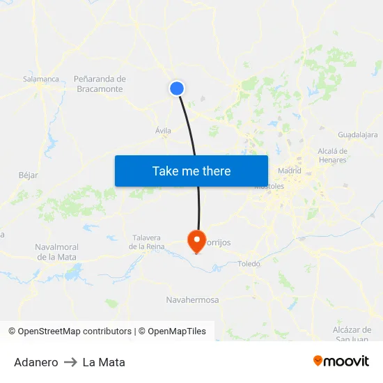 Adanero to La Mata map