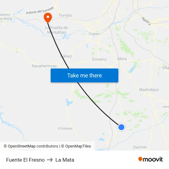 Fuente El Fresno to La Mata map