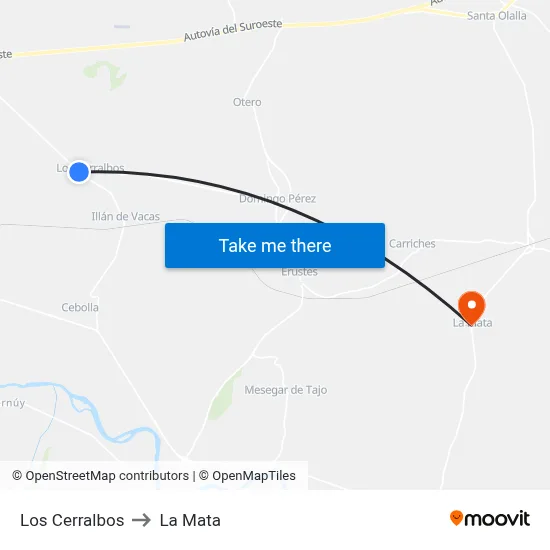 Los Cerralbos to La Mata map