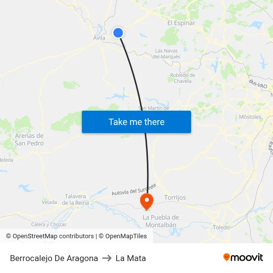 Berrocalejo De Aragona to La Mata map