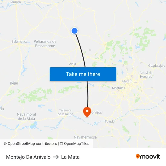 Montejo De Arévalo to La Mata map