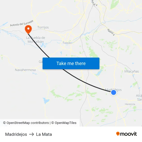 Madridejos to La Mata map